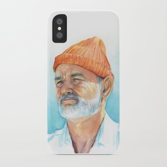 Steve Zissou Art Life Aquatic Bill Murray Watercolor Portrait iPhone Case