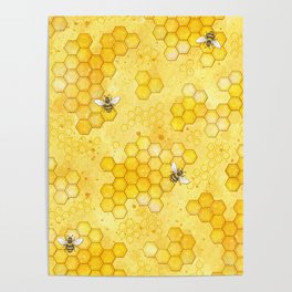 Meant to Bee - Honey Bees Pattern Poster