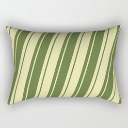 [ Thumbnail: Dark Olive Green & Pale Goldenrod Colored Pattern of Stripes Rectangular Pillow ]