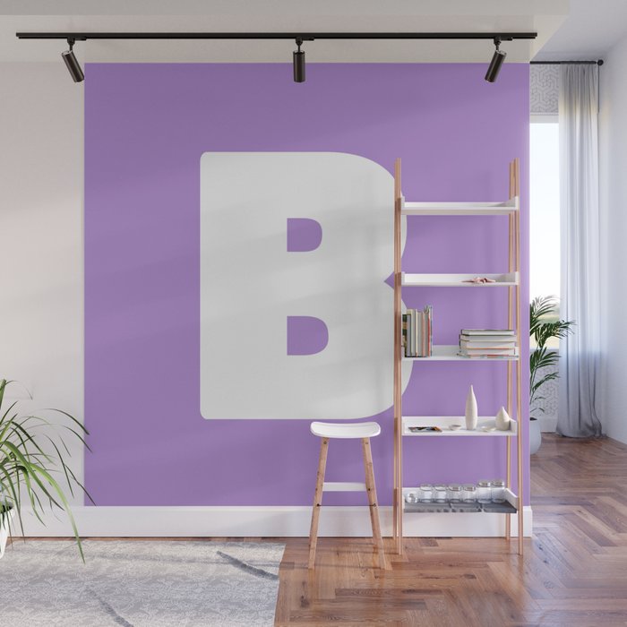 B (White & Lavender Letter) Wall Mural