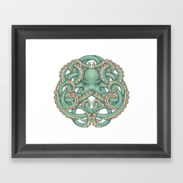 Octopus Emblem Green Framed Art Print