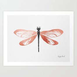 Rose Gold Dragonfly Art Print