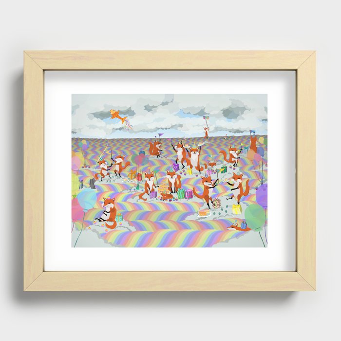 donna's birthday fox party Recessed Framed Print