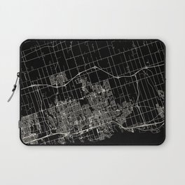 Oshawa, Canada CITY MAP - black and white Laptop Sleeve