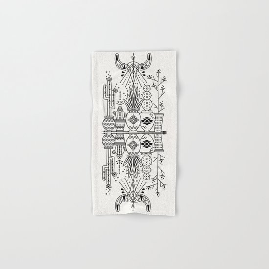 Santa Fe Garden – Black Ink Hand & Bath Towel