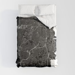 San Francisco Black And White Map Comforter