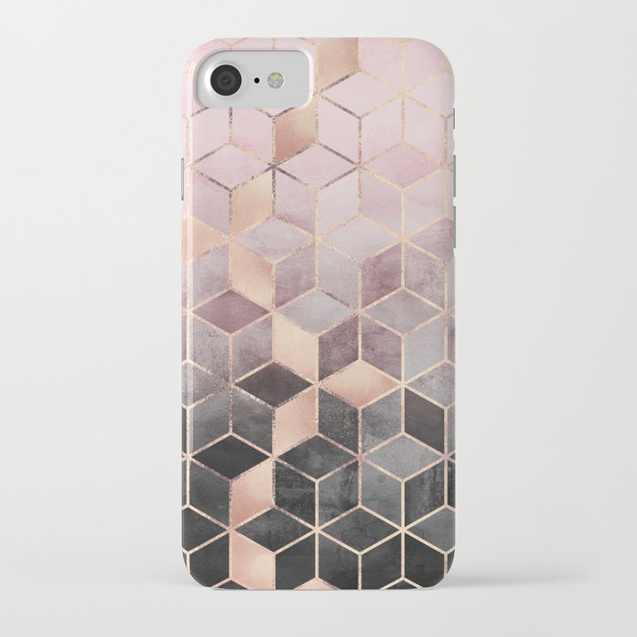 pink and grey gradient cubes iphone case
