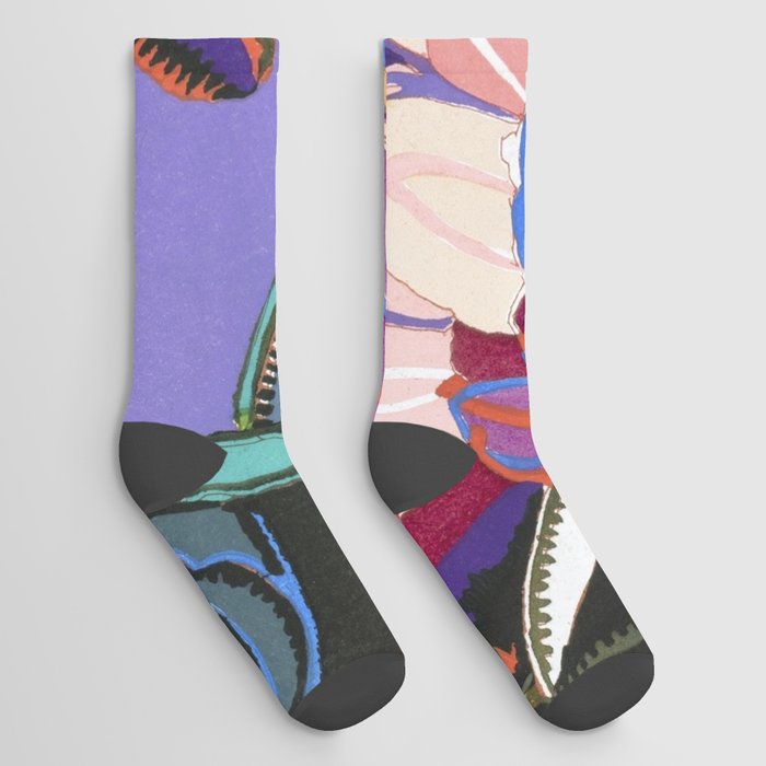 Art Deco Flower pattern 13 Socks