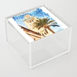 Marrakech Morocco city watercolor Acrylic Box