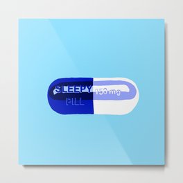 Sleepy Pill Metal Print | Fun, Jaymie, Pop, Art, Modern, Medication, Fine, Colorful, Pop Art, Playful 