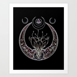 Moon Flower at Midnight in Black and Color Art Print