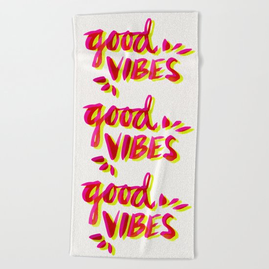 Good Vibes – Pink & Yellow Beach Towel