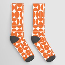 Mid Century Modern Geometric 04 Orange Socks