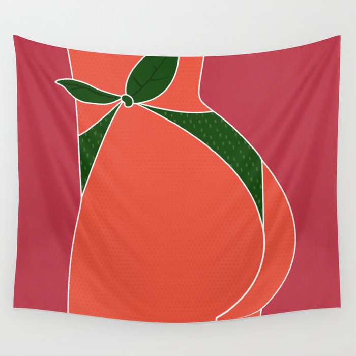 Just Peachy - Fun, Summer, Cute, Peach, Fresh, Butt Wall Tapestry