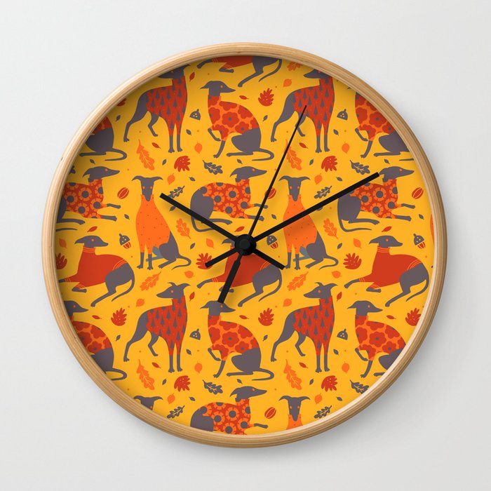 Italian Greyhound Yellow Wall Clock