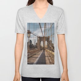 Brooklyn Bridge | Travel Photography in New York City | Winter in NYC V Neck T Shirt