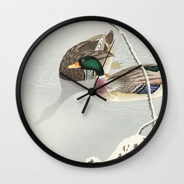 Two mallard ducks vintage Wall Clock