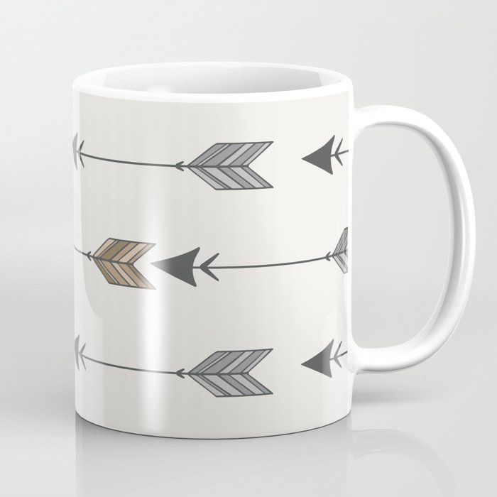 Vertical Arrow Patterns - Cream and Neutral Earth Tones Coffee Mug