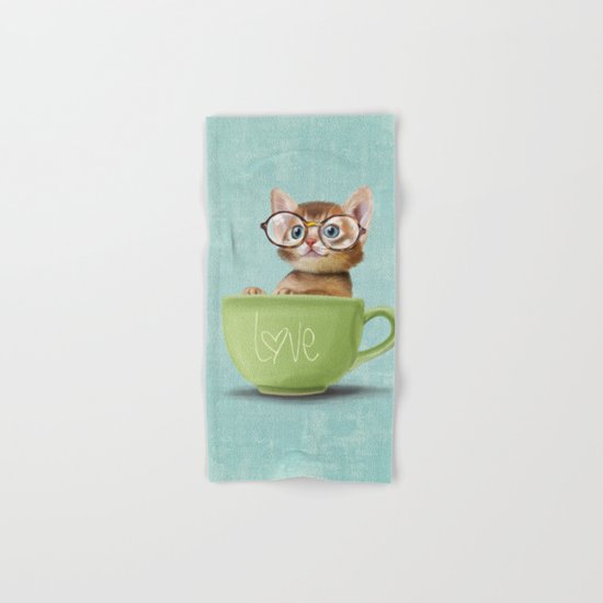 Kitten with glasses Hand & Bath Towel