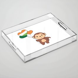 Monkey With Ireland Balloons Cute Animals Acrylic Tray