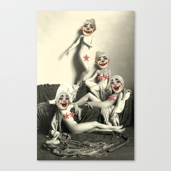 RECLINING NUDE CLOWNS (censored) Canvas Print