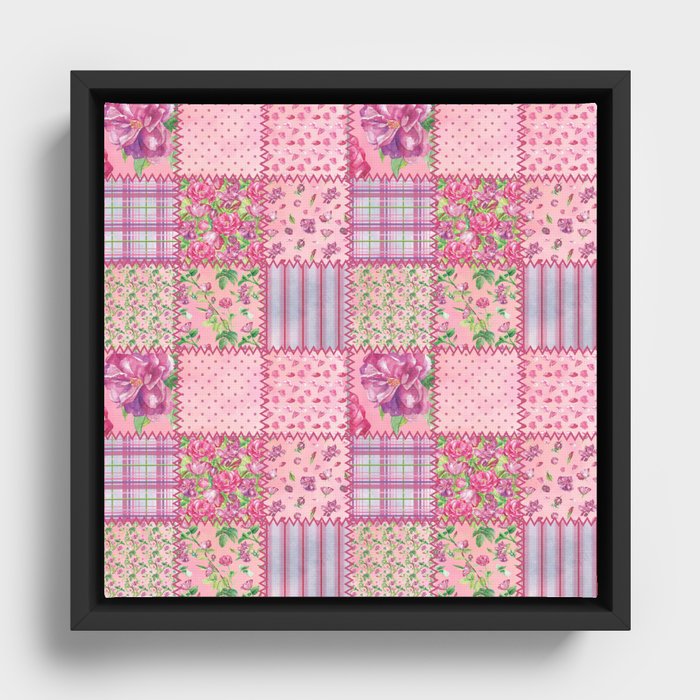 Floral colorful patchwork Quilting patterns Framed Canvas