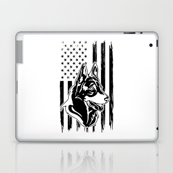German Shepherd Dog American Flag Laptop & iPad Skin