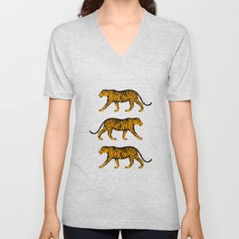 Tigers (Dark Green and Marigold) V Neck T Shirt
