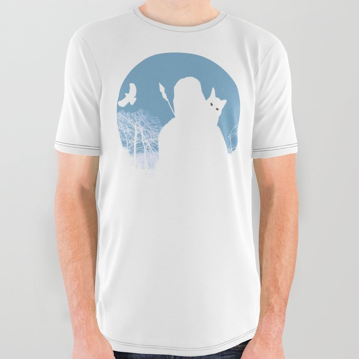 Cat Lover Samurai Warrior Ghost in Mysterious Scary Spooky Horror Haunted Forest  All Over Graphic Tee
