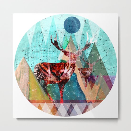 Wonder Wood Dream Mountains - Red Deer Dream Illusion 3 Metal Print
