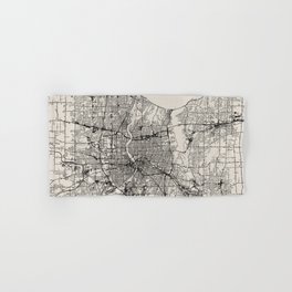 Rochester USA - Black and White City Map Hand & Bath Towel
