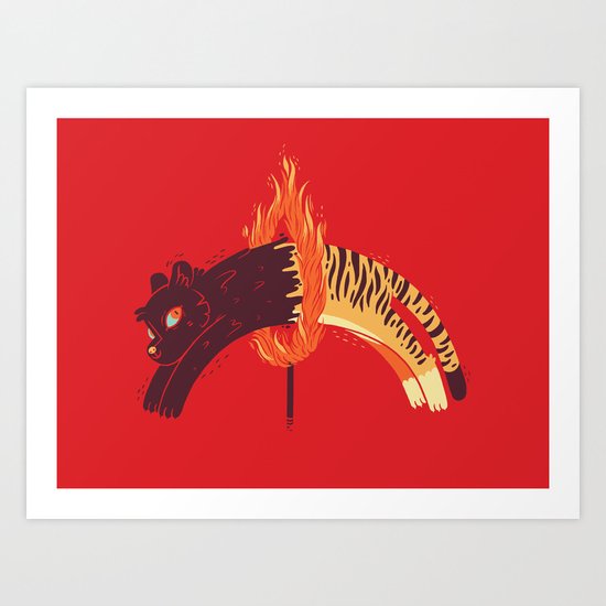 Pouncing Through Fire Art Print