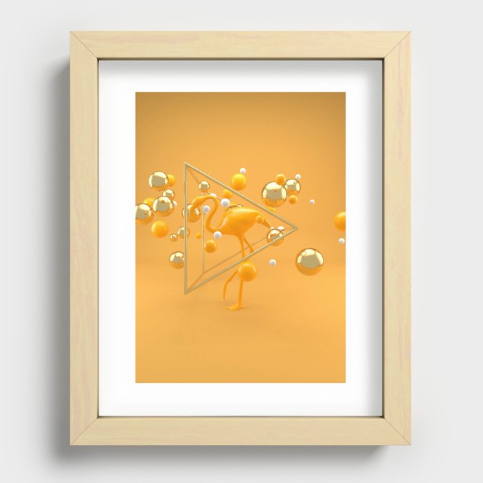 Stork in yellow - Animal Display 3D series Recessed Framed Print