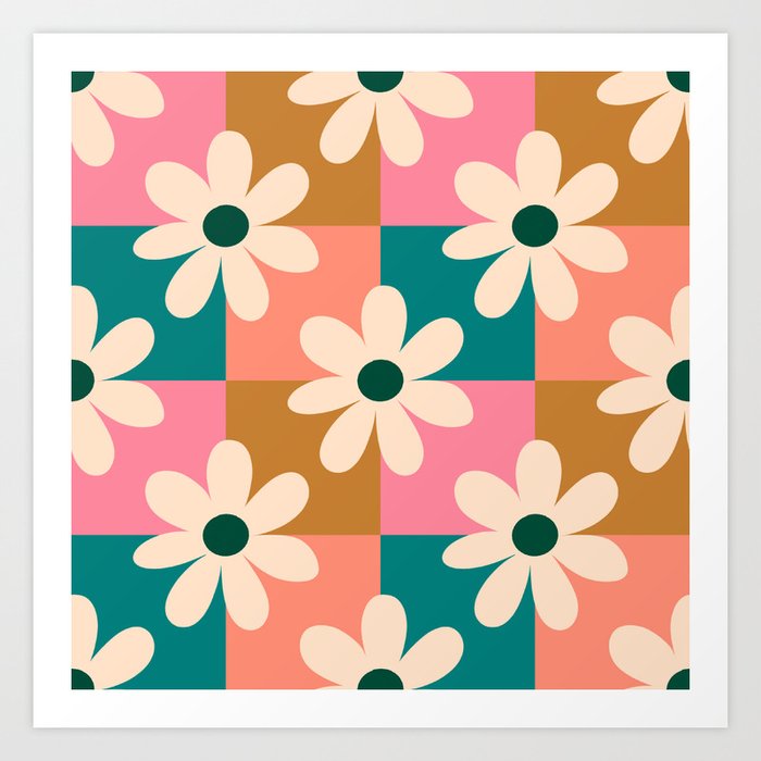 Daisy checkered - colors  Art Print