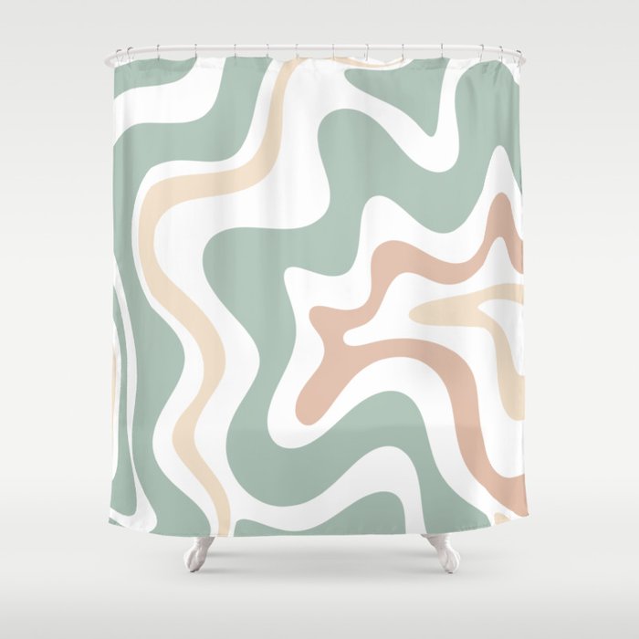 Liquid Swirl Abstract Pattern in Celadon Sage Shower Curtain