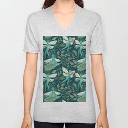 Enchanted Emerald Fairy Forest V Neck T Shirt