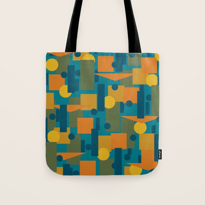 MidCentury Modern Geometrica Pattern in Moroccan Teal Blue Olive Green