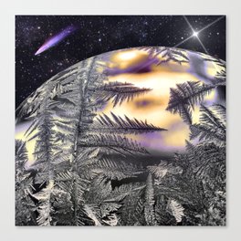Planet Frost Macro Photography of Winter Fantasy Illustration Canvas Print