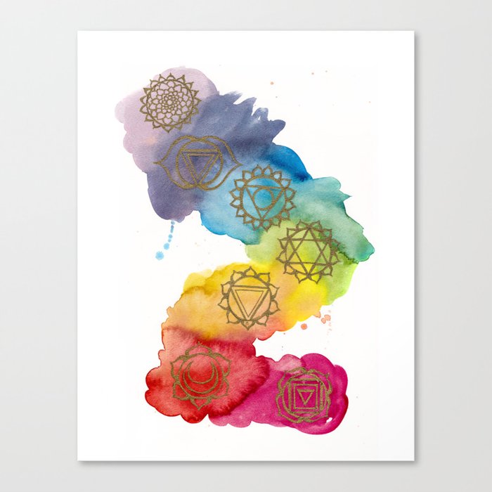 7 Chakras Watercolour Painting Canvas Print By Victoriarosedesign