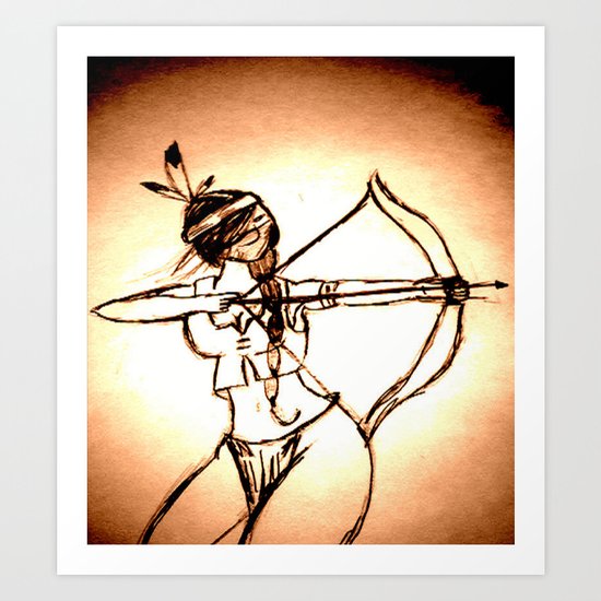 Women with no faces--series "Native American" Art Print
