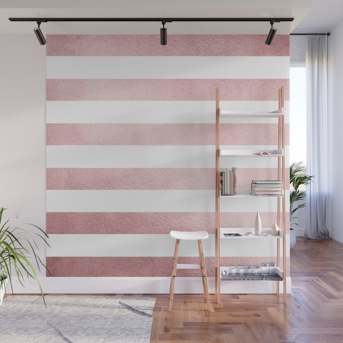 Simply Stripes in Rose Gold Sunset Wall Mural