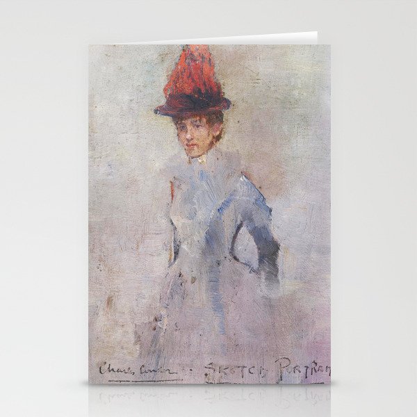 Woman in a red hat  Charles Conder Stationery Cards