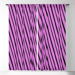 [ Thumbnail: Orchid & Black Colored Striped/Lined Pattern Blackout Curtain ]