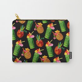 Tiki Cocktail Pattern - Black Carry-All Pouch