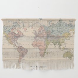 Vintage River Systems World Map (1852) Wall Hanging