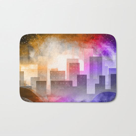 Colorful night digital illustration Bath Mat