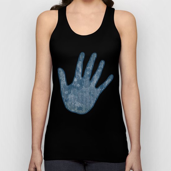 White stripes on grunge textured blue background Unisex Tank Top