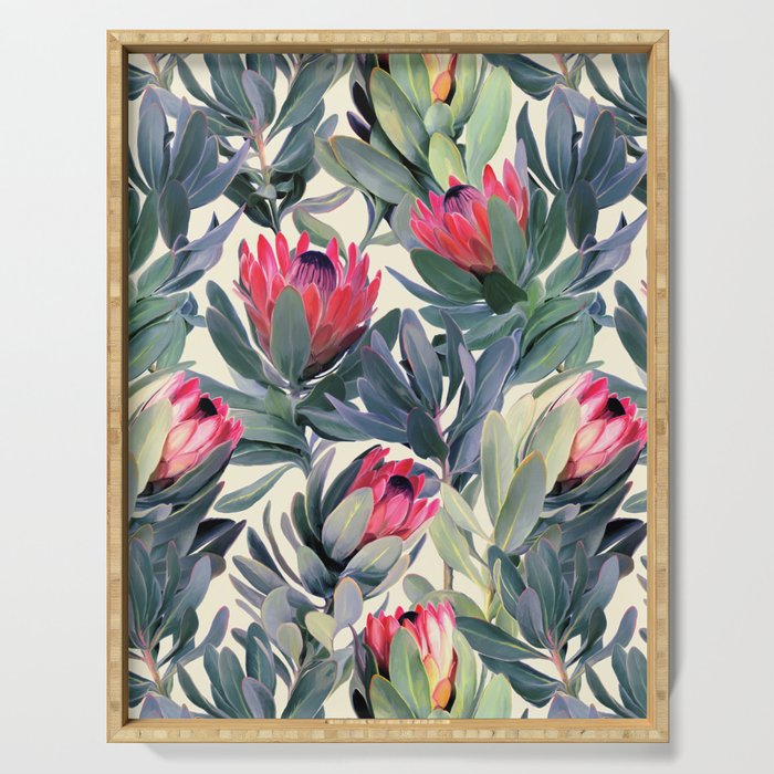 Painted Protea Pattern Serving Tray