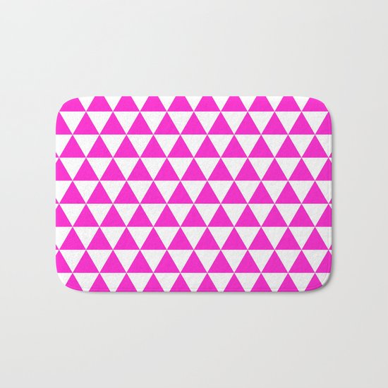 Triangles (Hot Magenta/White) Bath Mat