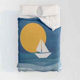 A sailboat in the sea Duvet Cover